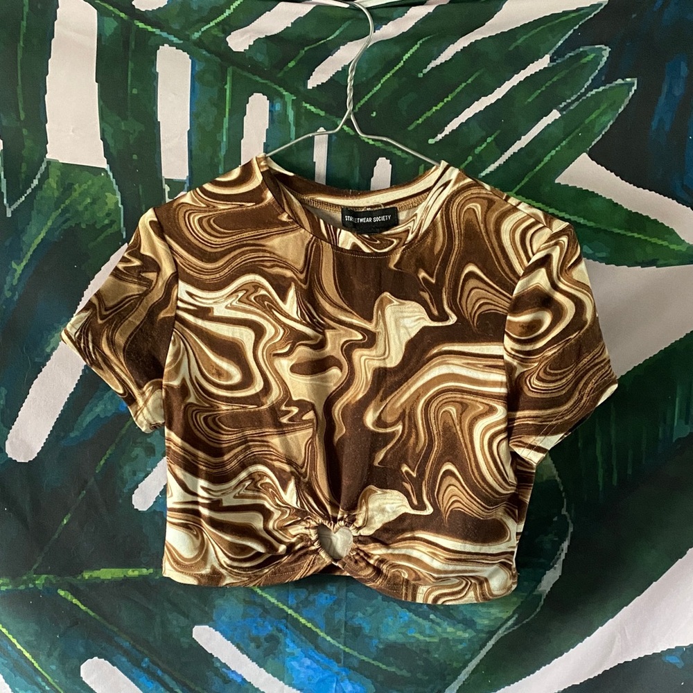 Brown Marble Crop Top